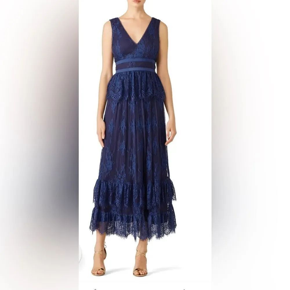 Parker Black Blue Veronica Dress Size 10